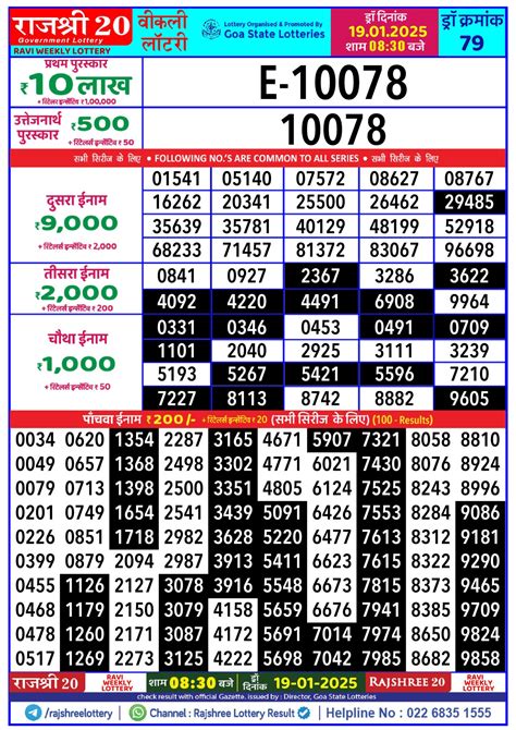 rajshree 20 lottery result today evening 8.30 pm live|Goa 30.6.2024 Rajshree 20 Ravi Weekly Lottery Result Today .